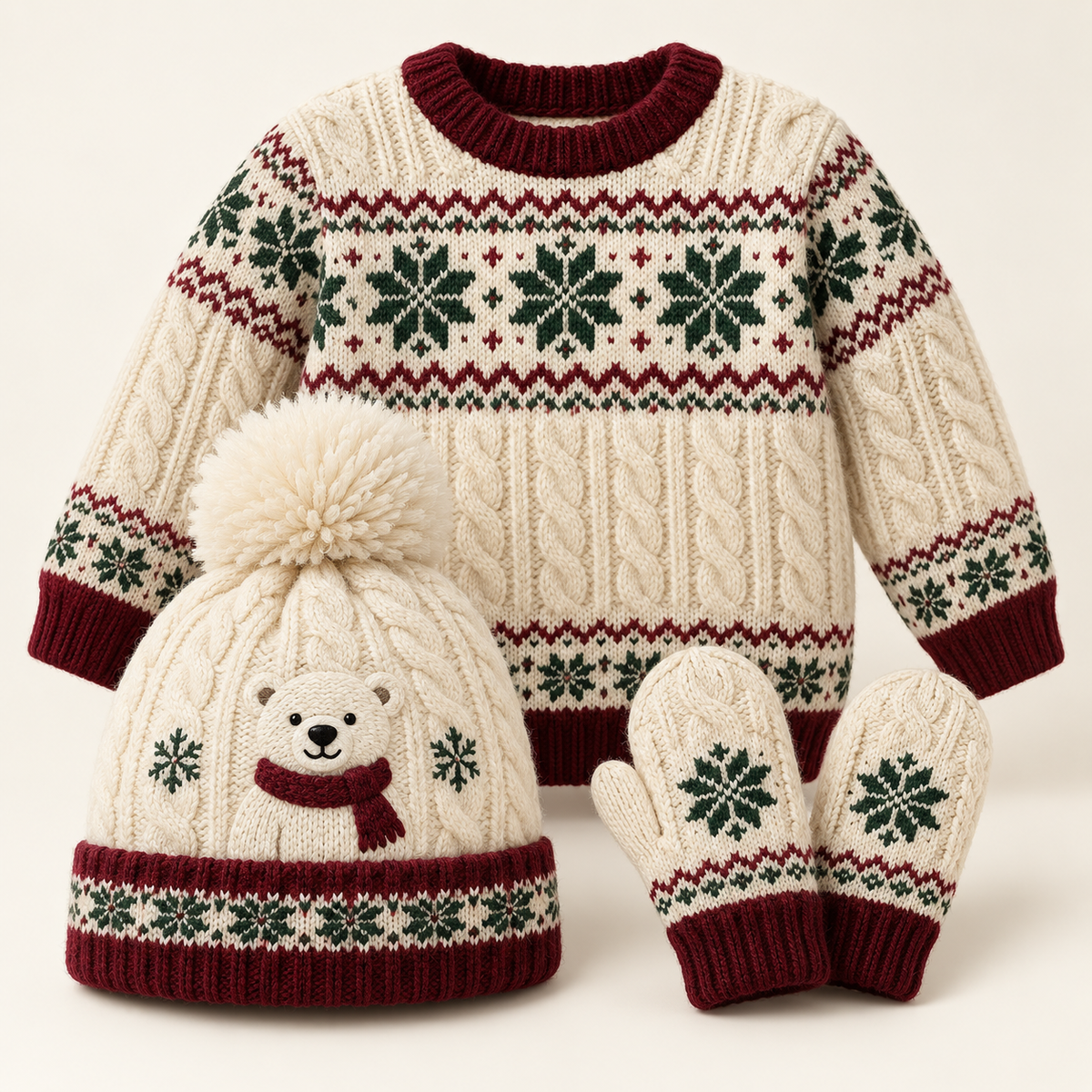 Sapmi Christmas sweater, beanie and mittens concept