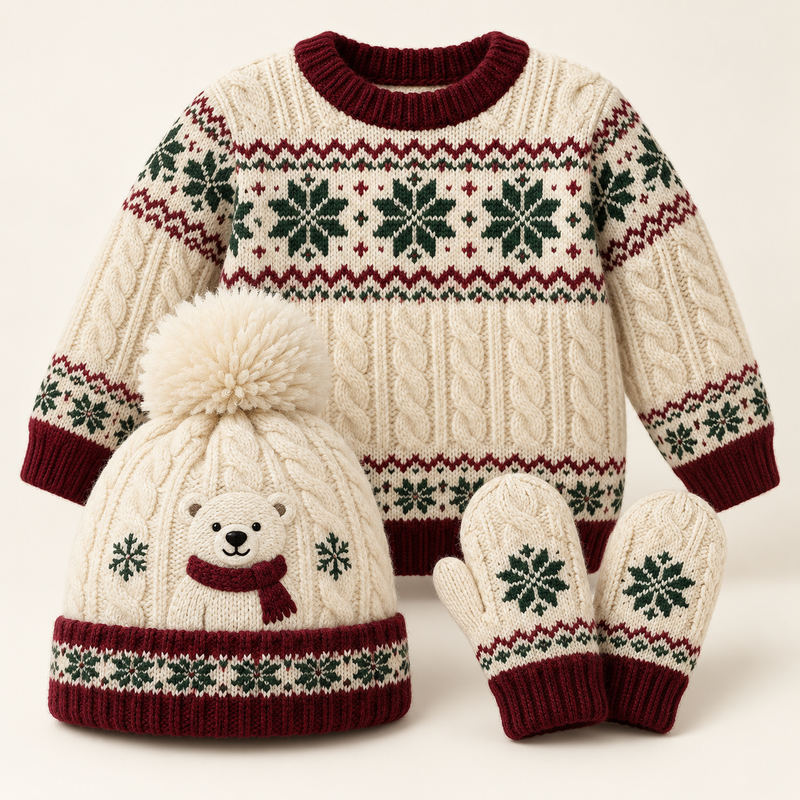 Sapmi Christmas sweater, beanie and mittens concept